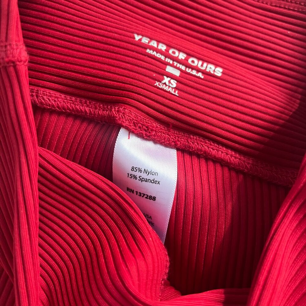 Flare Legging Red Ribbed Compression Flared Bellbottom Pants - Picture 7 of 7